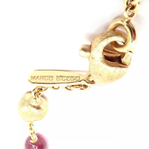 Authentic! Marco Bicego 18k Yellow Gold Amethyst Rhodolite Garnet 31" Necklace - Picture 3 of 9